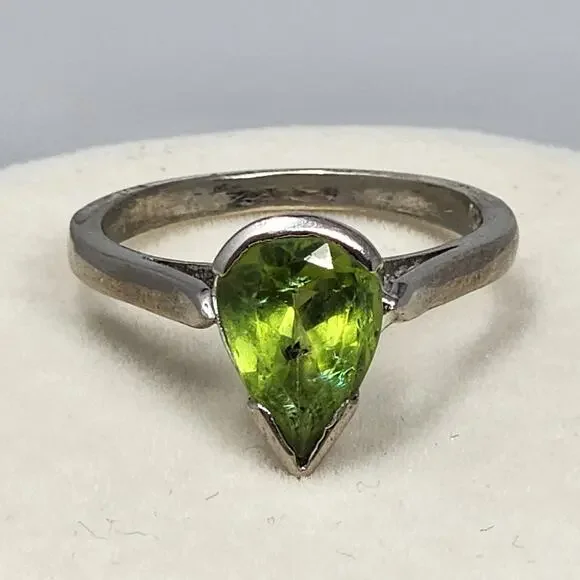 Antique Sterling Silver Green Peridot Size 9.25 Ring - Picture 6 of 8